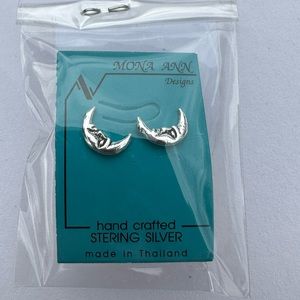 Sterling Silver Tiny Moon Stud Earrings